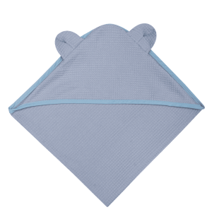 WOOLY ORGANIC – Serviette en waffle Bleu