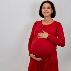 Robe grossesse ultra confort- viscose et élasthanne rouge
