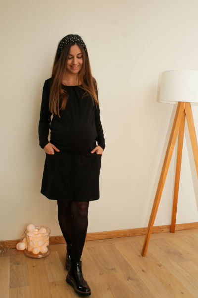 Robe grossesse – viscose – Noir – Image 2
