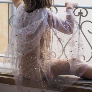 Cape Celeste à étoile pailletée – Blanc