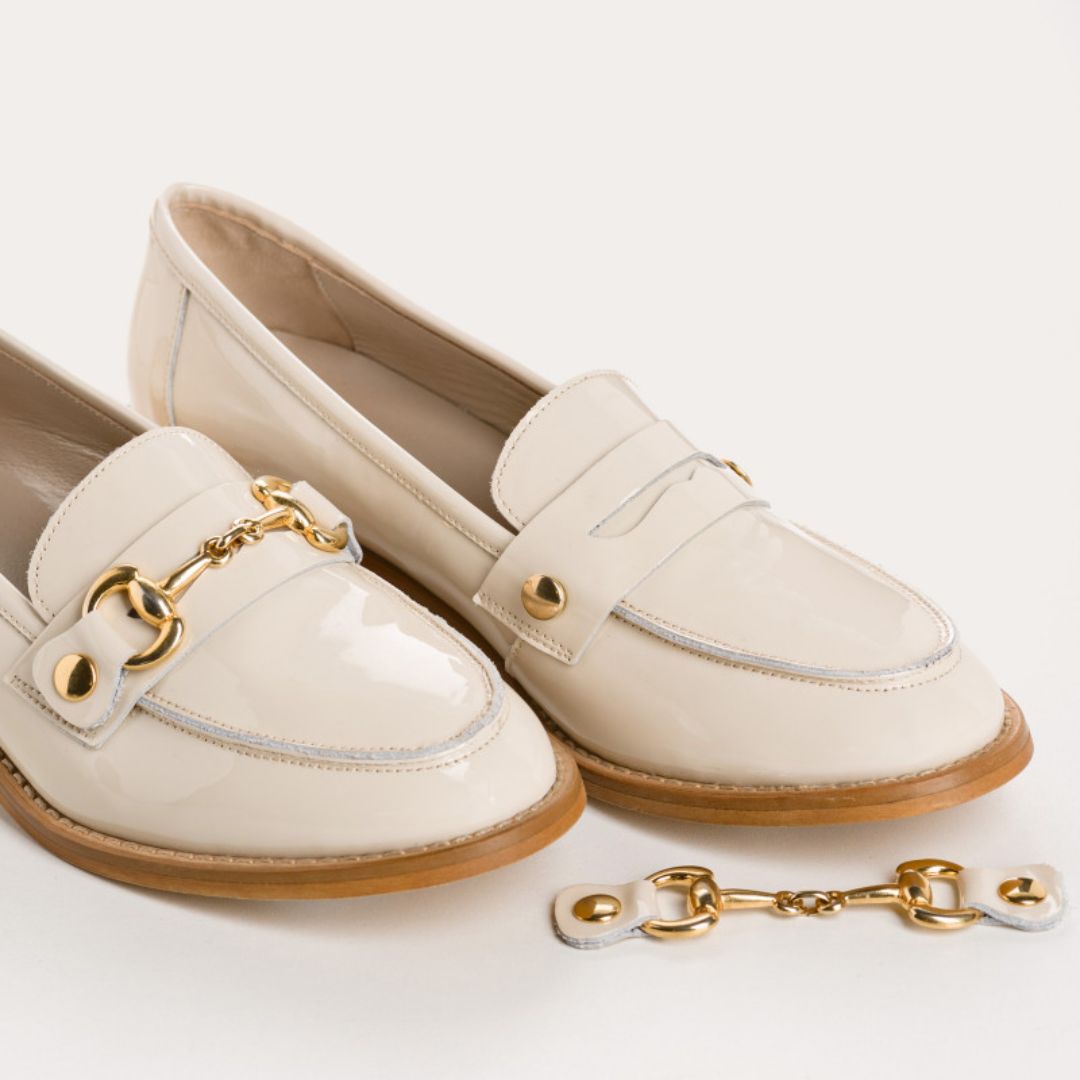 Reqins – Mocassins Janis Cuir Vernis Beige – Image 4