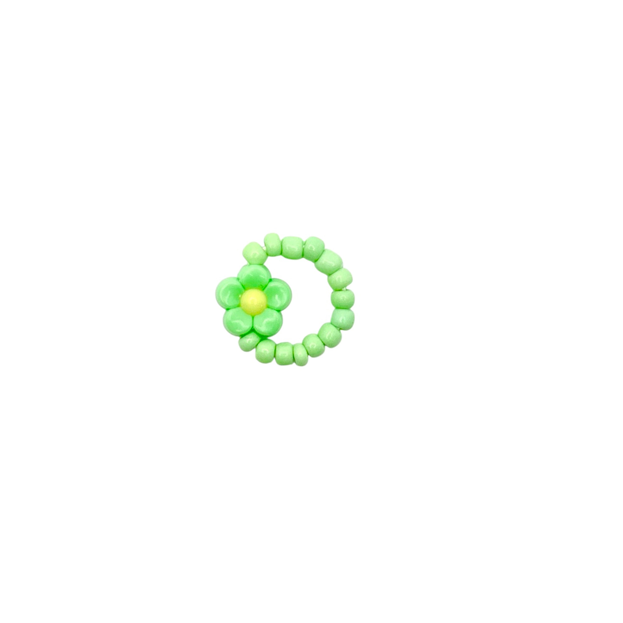 Bague élastique fleurs – vert