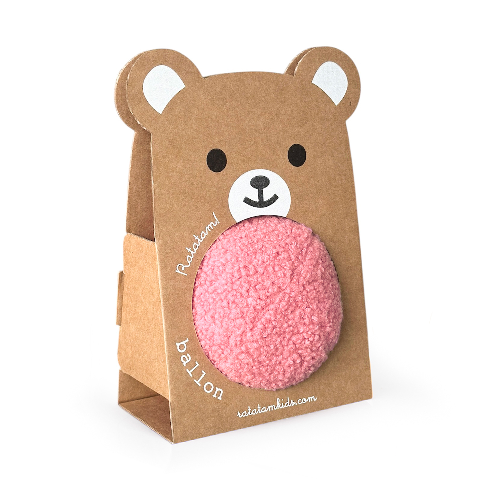 Balle ourson peluche 12 cm – Rose – Image 2