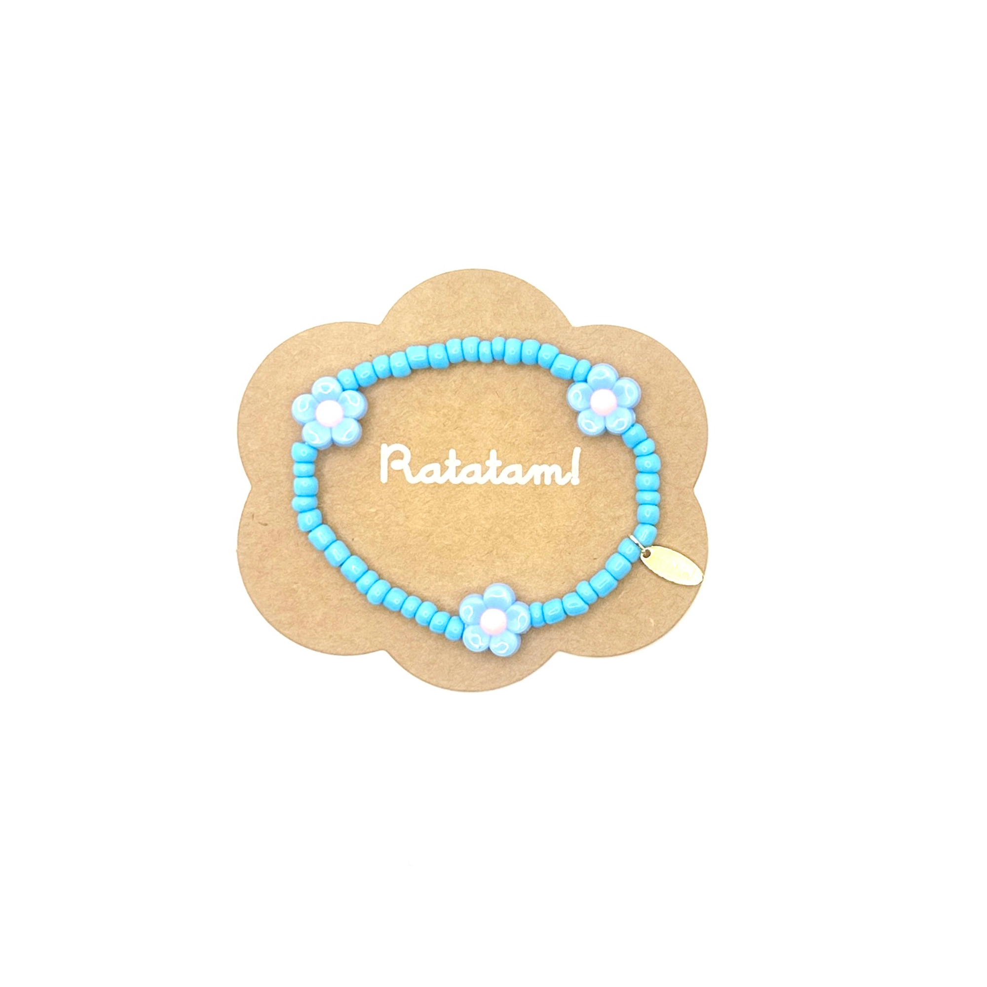 Bracelet élastique fleurs – bleu – Image 2