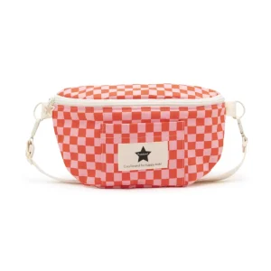 Le sac banane damier – Rose et rouge