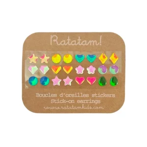 Lot de 12 boucles d&rsquo;oreille autocollantes MIX MOTIFS
