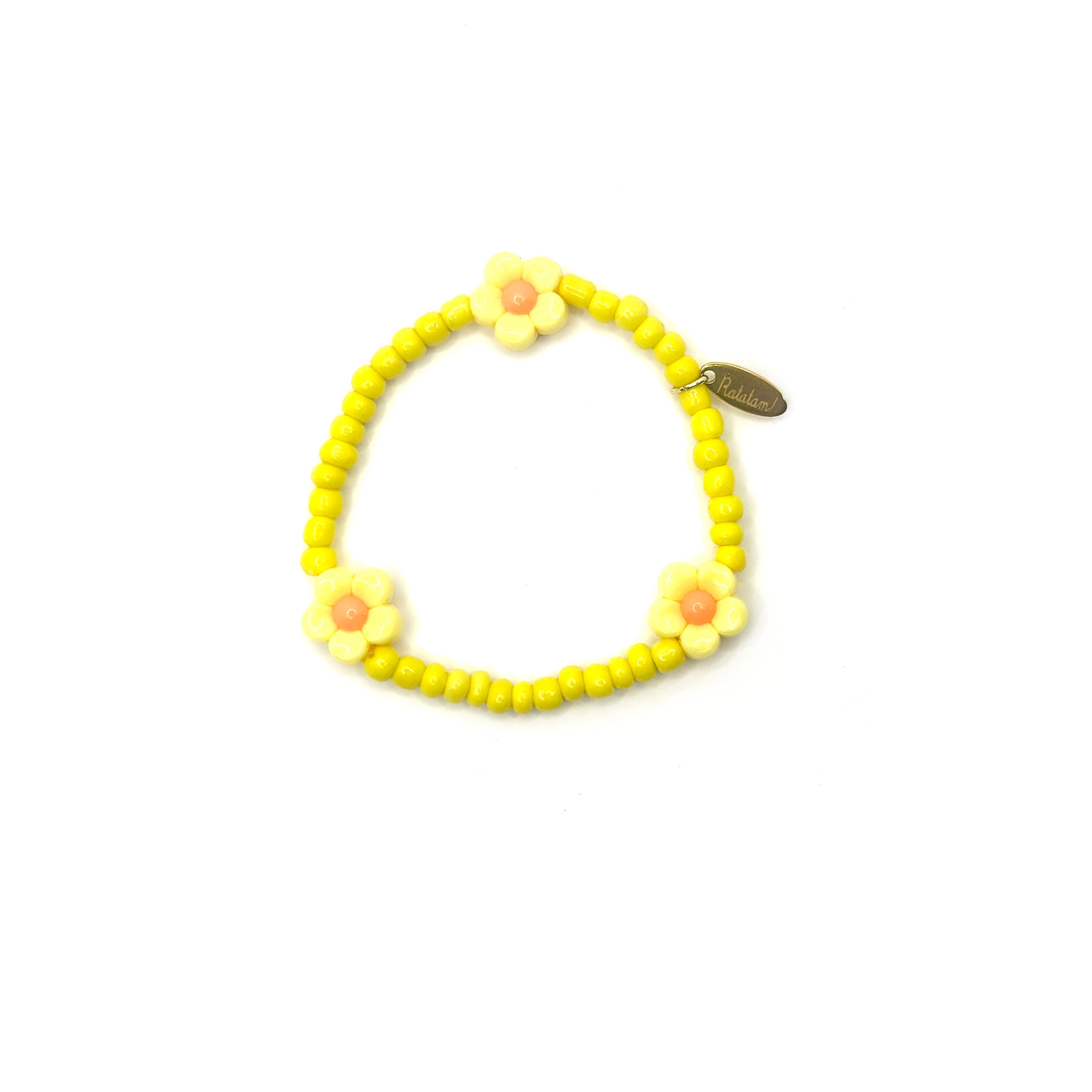 Bracelet élastique fleurs – jaune