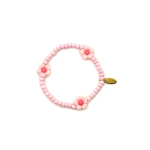 Bracelet élastique fleurs – rose clair