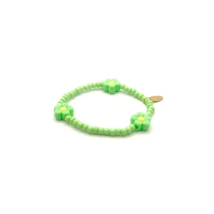 Bracelet élastique fleurs – vert