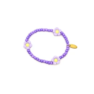 Bracelet élastique fleurs – violet