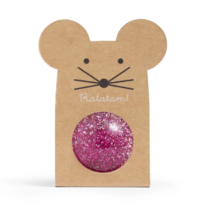 Balle rebondissante souris pailletée – Rose