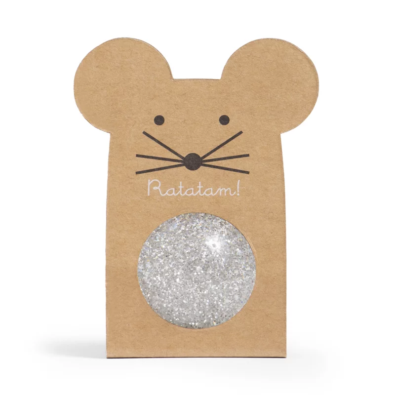 Balle rebondissante souris pailletée – Argent