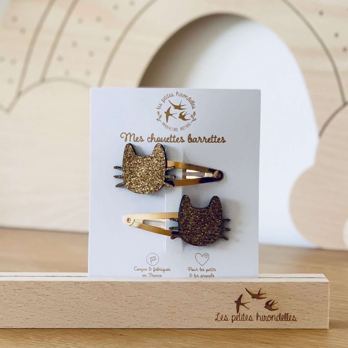 LES PETITES HIRONDELLES – Barrettes doubles chats moustaches – DorĂ©