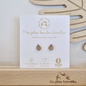 LES PETITES HIRONDELLES – Boucles d&rsquo;Oreilles en bois – Feuilles