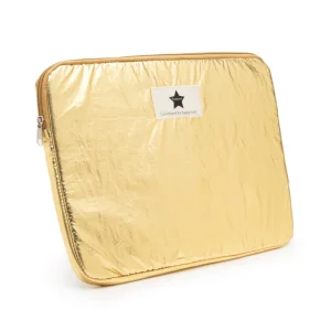 La Pochette Ordinateur Brillante Métallisée – Or