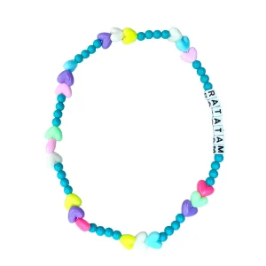 Collier élastique bleu coeur