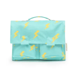 Le Cartable Coton Motifs Eclairs Jaune – Bleu