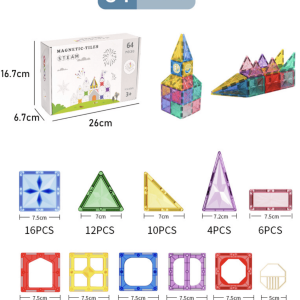 Blocs de construction magnétiques 64 pièces