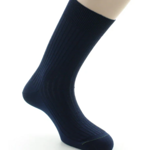 PERRIN – Chaussettes homme à côtes – Laine Bio – Marine