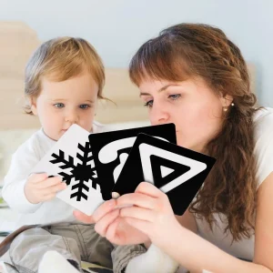 Cartes d&rsquo;activités de stimulation visuelle–Noir & Blanc–Bébé 0-3M