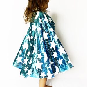 La cape cosmique à sequins – Bleu