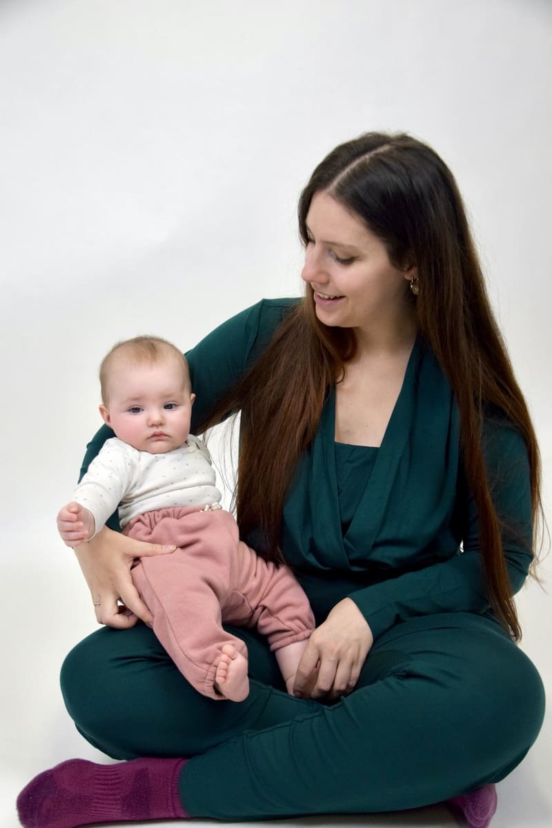 Combinaison grossesse et allaitement – viscose élasthanne – Vert – Image 4