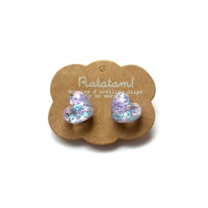 Paire de boucles d&rsquo;oreille clip COEURS – Violet