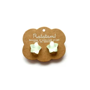 Paire de boucles d&rsquo;oreille clip ETOILES – Vert