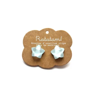 Paire de boucles d&rsquo;oreille clip ETOILES – Bleu
