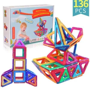 Blocs de Construction Magnétiques 136 pièces Bateau