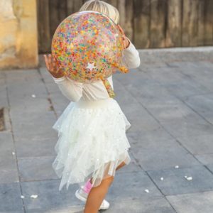 Jupe Mercredi courte étoiles à volants – Beige