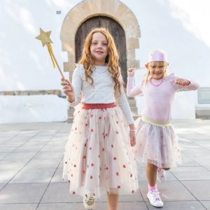 Jupon Celestine long beige coeur rouge – Beige