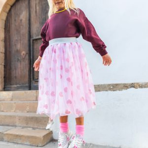 Jupon long coeur pailleté – Rose