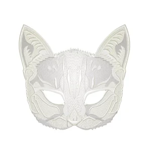 Masque brodé chat – Blanc