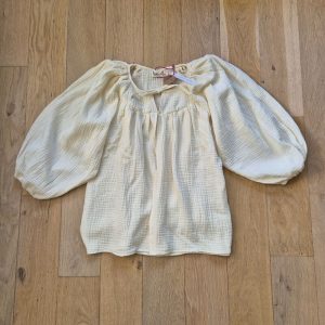 Blouse allaitement – double gaze écrue manches bouffantes