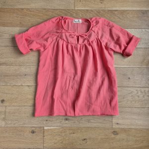 Blouse allaitement manches au coude- double gaze de coton uni – Corail