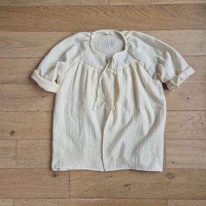 Blouse allaitement manches au coude- double gaze de coton uni – Ecru