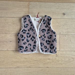 Gilet de berger réversible bébé imprimé léopard taupe