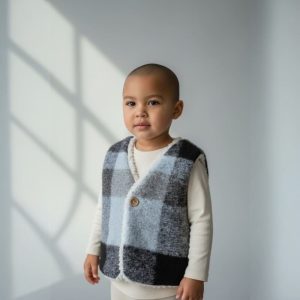 Gilet de berger réversible bébé lainage jacquard gris – dernières tailles 6 mois et 24 mois (Copie)