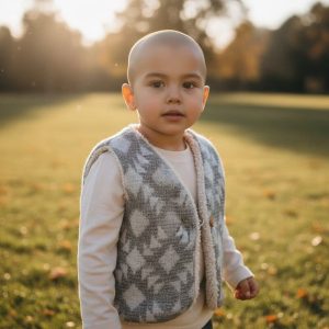 Gilet de berger réversible bébé lainage jacquard gris – dernières tailles 6 mois et 24 mois