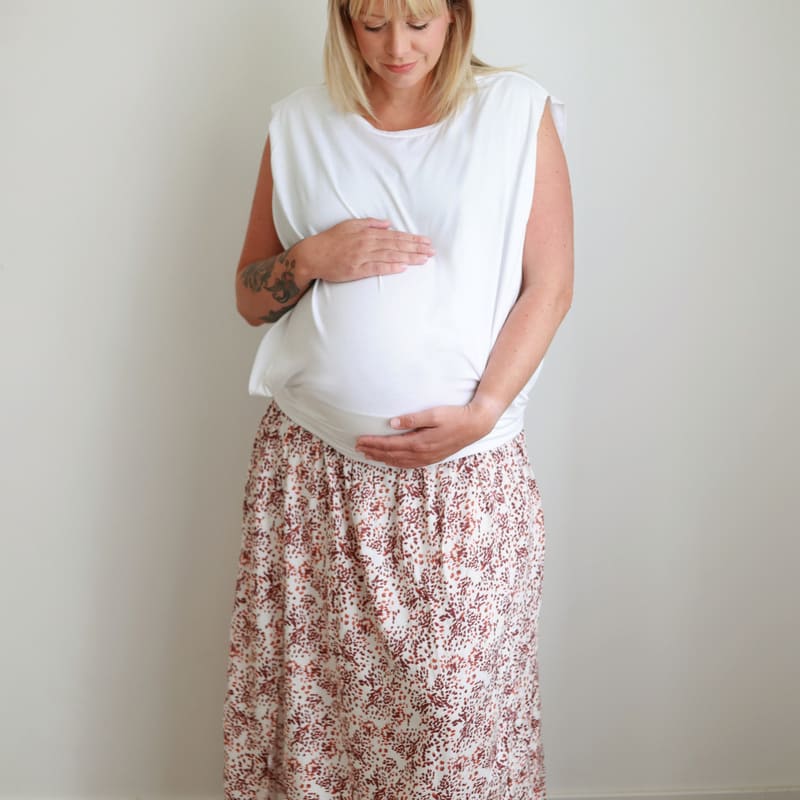 Jupe ou robe de grossesse imprimée léopard – dernière taille M – Image 2