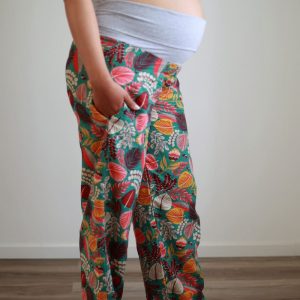 Pantalon grossesse fleurs hawaiennes