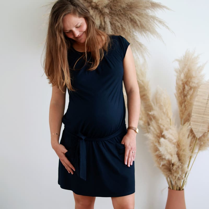 Robe grossesse – viscose et élasthanne marine