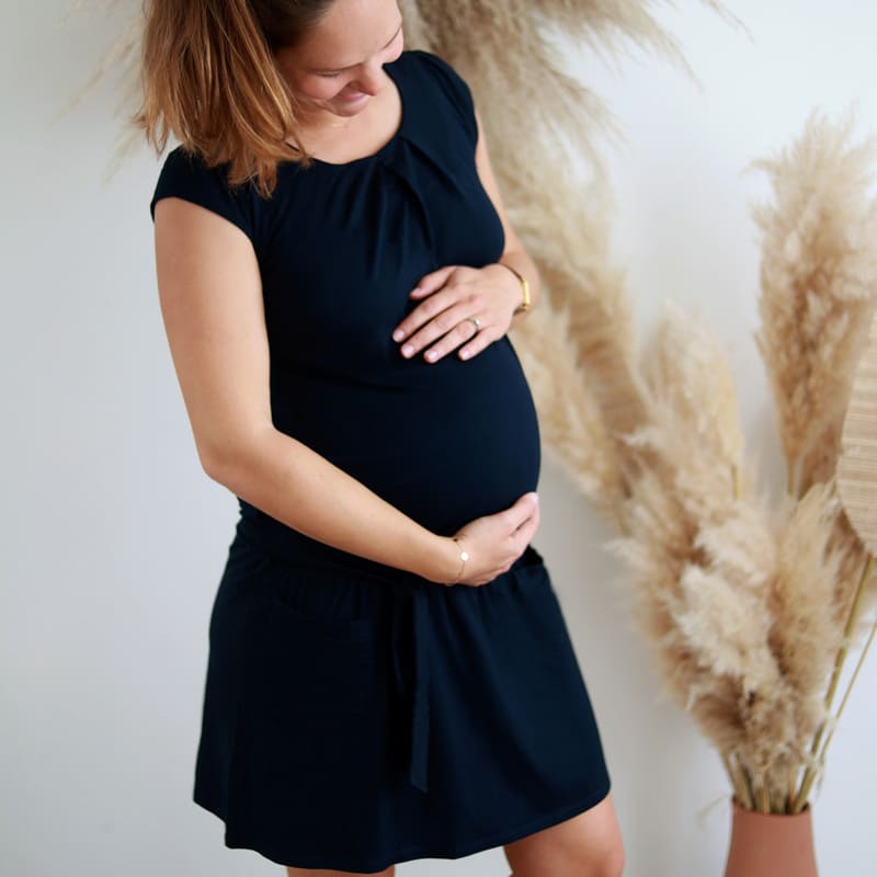 Robe grossesse – viscose et élasthanne marine – Image 3
