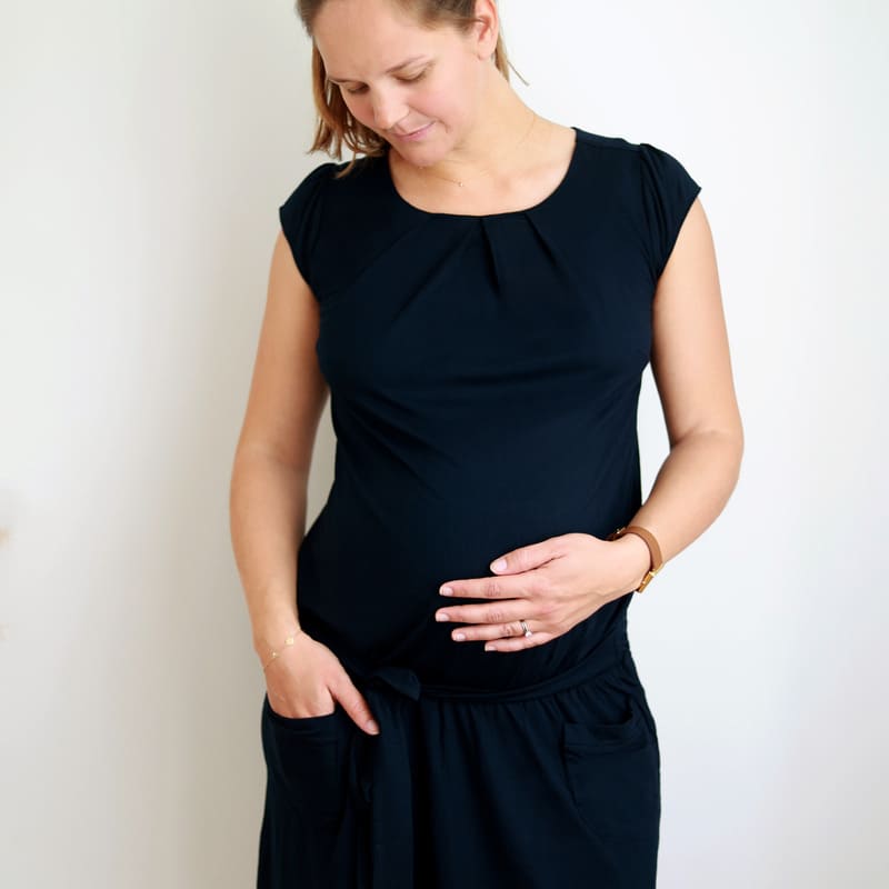 Robe grossesse – viscose et élasthanne marine – Image 2