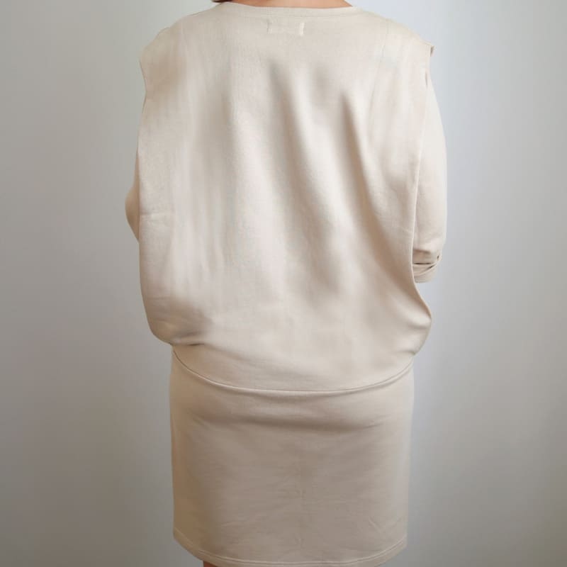 Robe grossesse et allaitement molleton extensible beige – Image 4