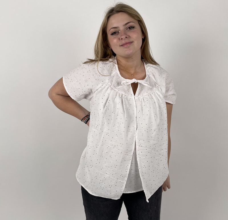 Blouse allaitement – coton Oekotex blanc