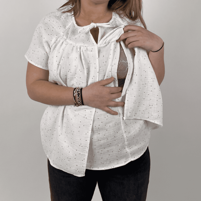 Blouse allaitement – coton Oekotex blanc – Image 4