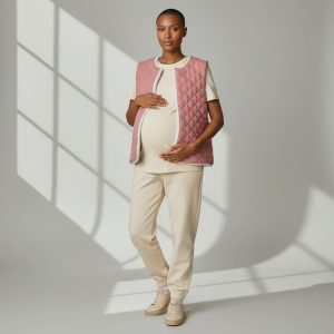 GILET BERGER FEMME MATELASSE GAZE UNIE ROSE