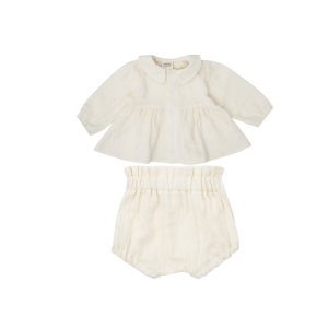 WOOLY ORGANIC – Blouse & Bloomers en mousseline – Ecru
